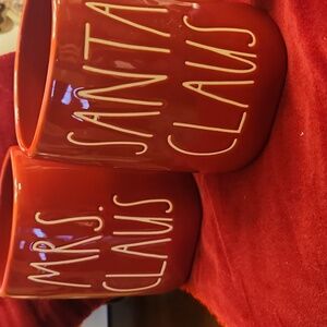 NWT Rae Dunn Festive Red Santa Claus and Mrs. Claus Mugs